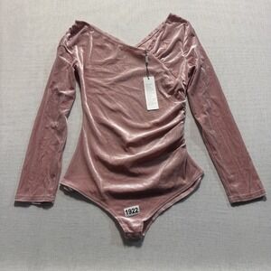 Kate Kasin Velvet Bodysuit Women Sz Small Pink New With Tags